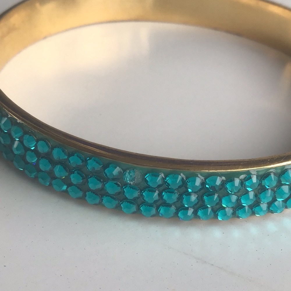Kate Spade Gold and teal turquoise jewel rhinestone Crystal bangle Bracelet - Picture 15 of 16